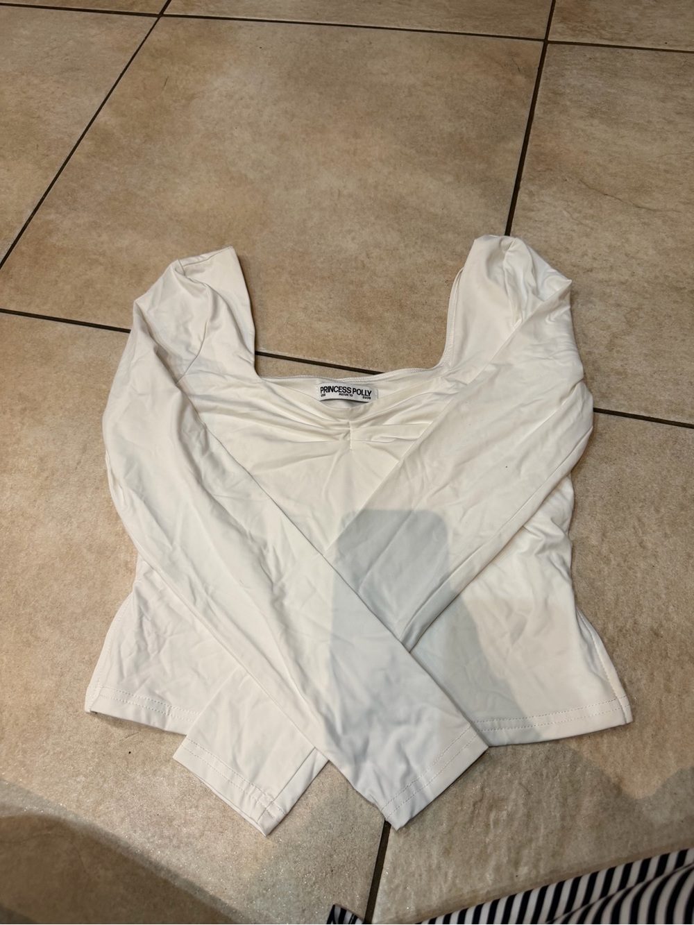 Princess Polly Cream Scoop Neck Long Sleeve Top